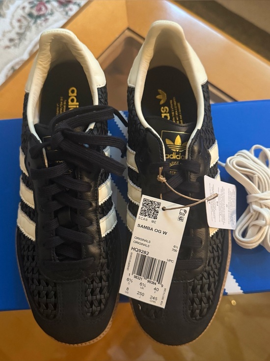 adidas Shoes - adidas Samba OG W Black & White Woven Leather Sneakers